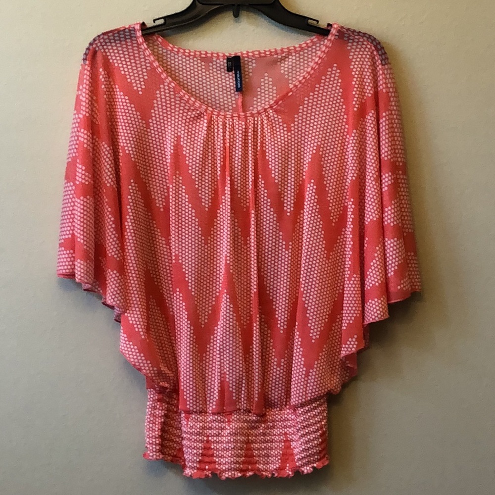Maurice’s Coral Blouse Butterfly Sleeve Top Shirt size Small - Picture 2 of 6